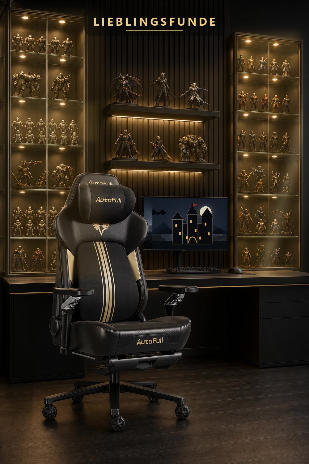 Gaming Zimmer Ideen mit Sammlervitrine einrichten